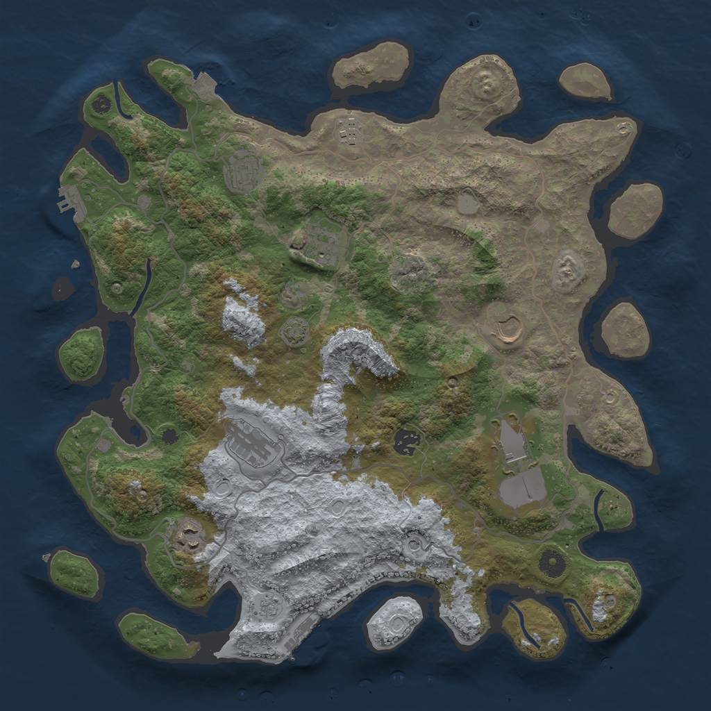Rust Map: Procedural Map, Size: 4000, Seed: 3009577, 16 Monuments