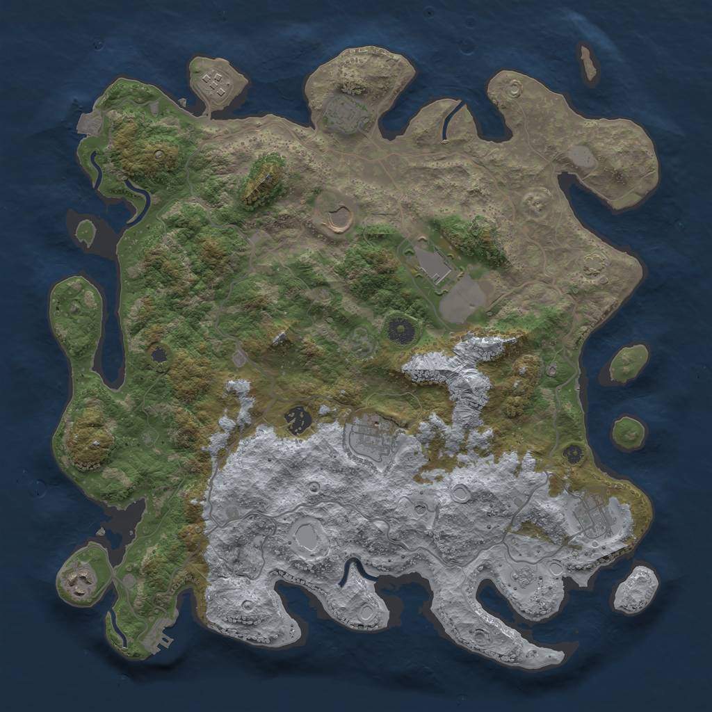 Rust Map: Procedural Map, Size: 4000, Seed: 3809817, 15 Monuments