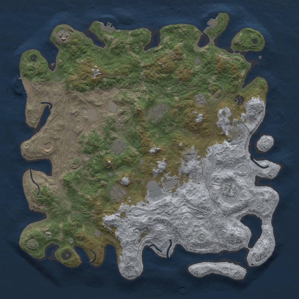 Rust Map: Procedural Map, Size: 4500, Seed: 274795116, 19 Monuments