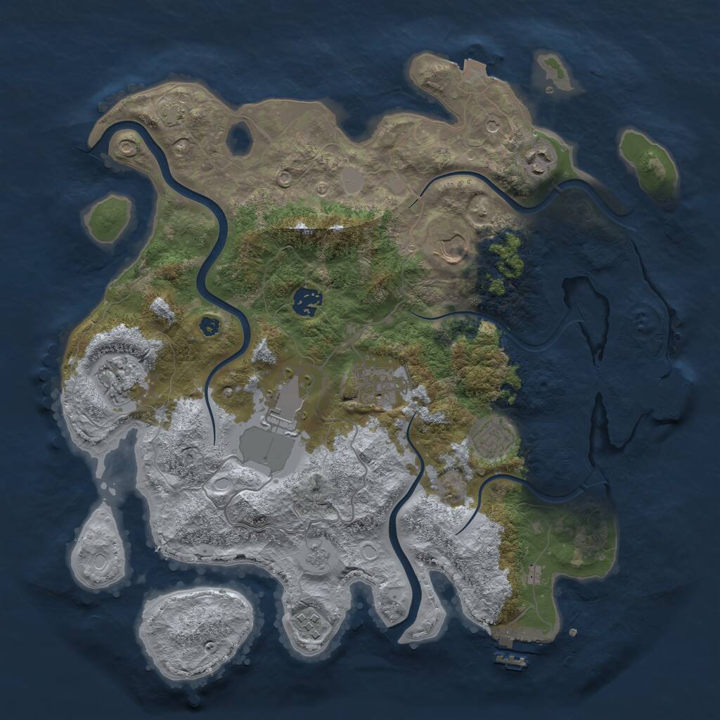 Rust Map: Procedural Map, Size: 3700, Seed: 25323846, 14 Monuments