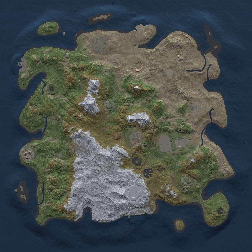 Rust Map: Procedural Map, Size: 3950, Seed: 76639753, 18 Monuments