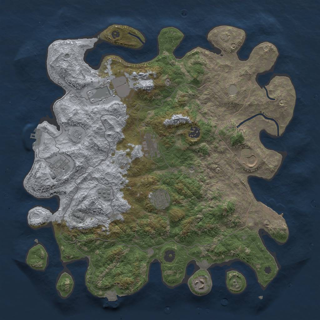 Rust Map: Procedural Map, Size: 4000, Seed: 265414, 16 Monuments