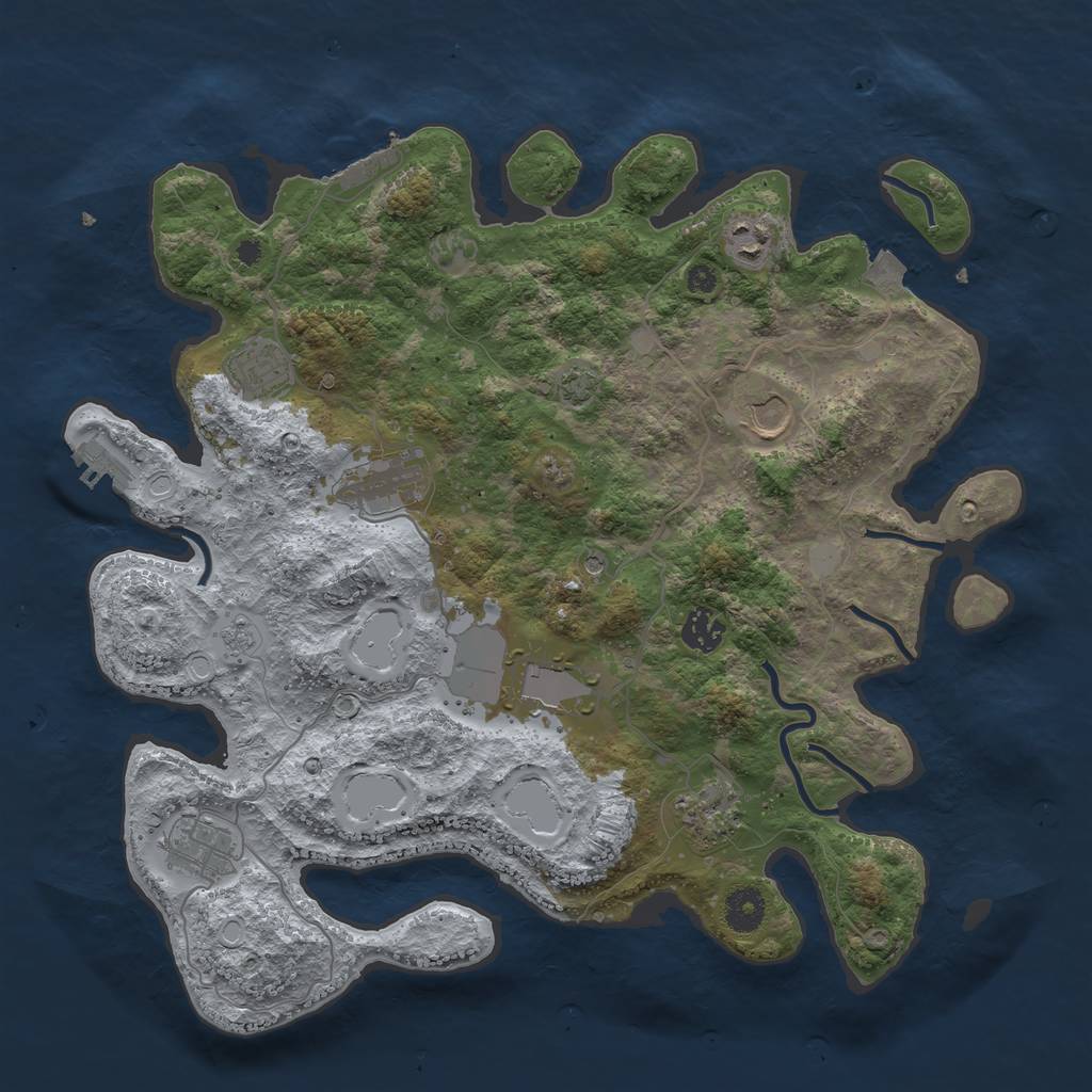 Rust Map: Procedural Map, Size: 3800, Seed: 80019046, 16 Monuments