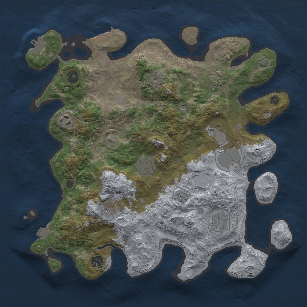 Rust Map: Procedural Map, Size: 3700, Seed: 9173585, 16 Monuments