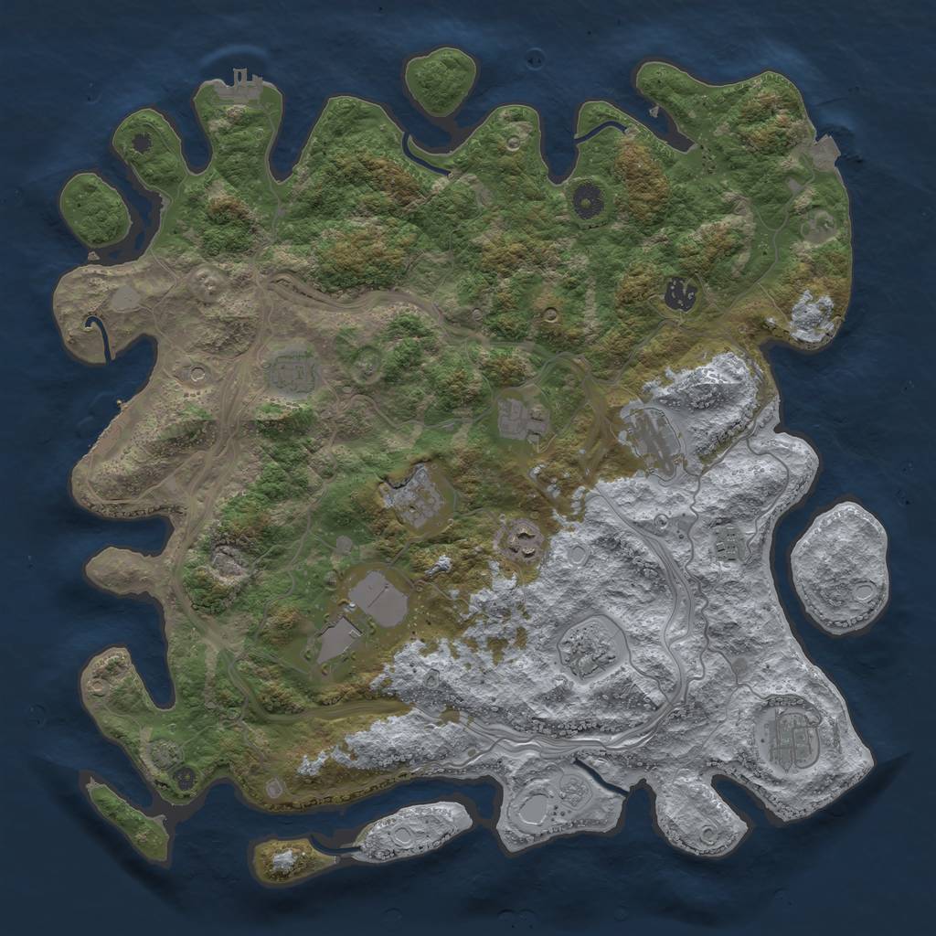 Rust Map: Procedural Map, Size: 4250, Seed: 50010021, 18 Monuments