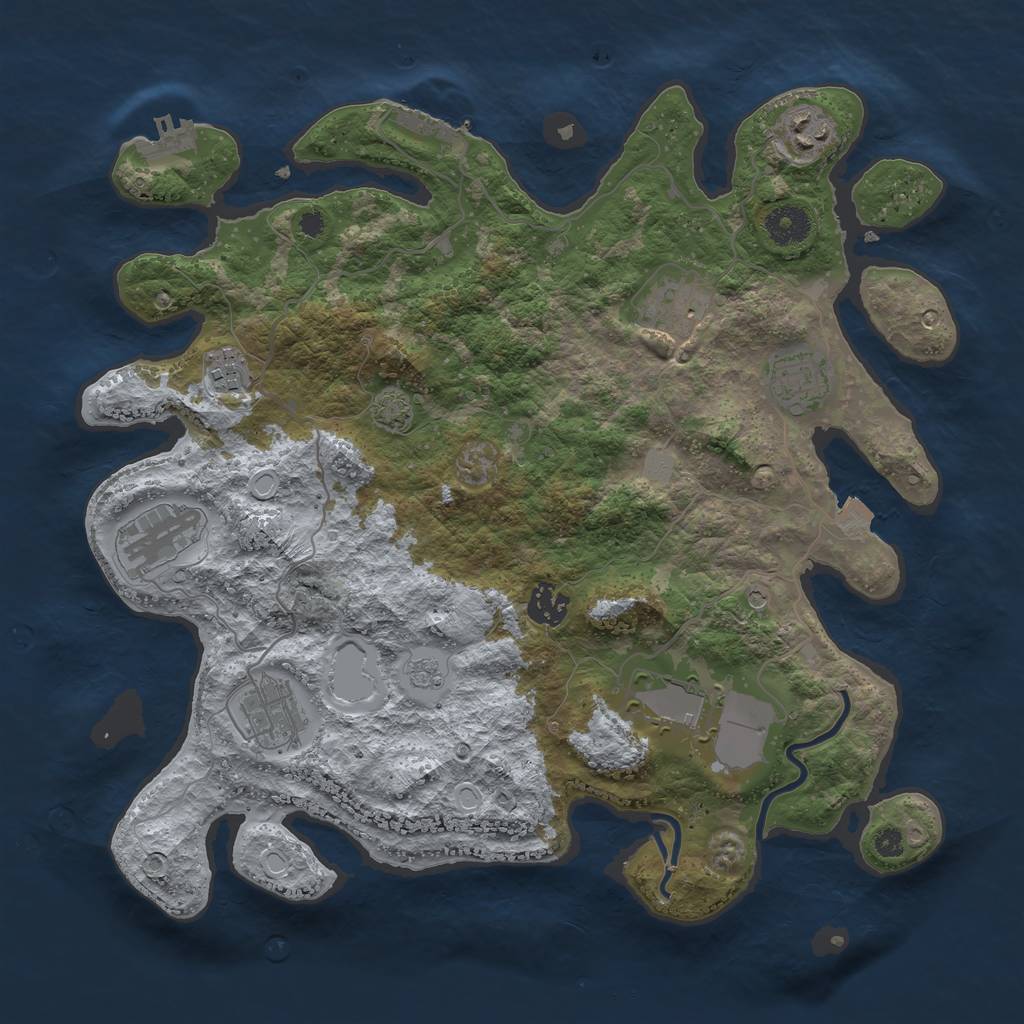 Rust Map: Procedural Map, Size: 3650, Seed: 22299037, 16 Monuments