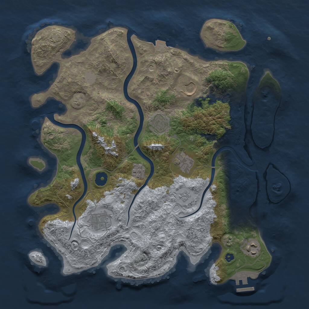 Rust Map: Procedural Map, Size: 3500, Seed: 17520620, 11 Monuments
