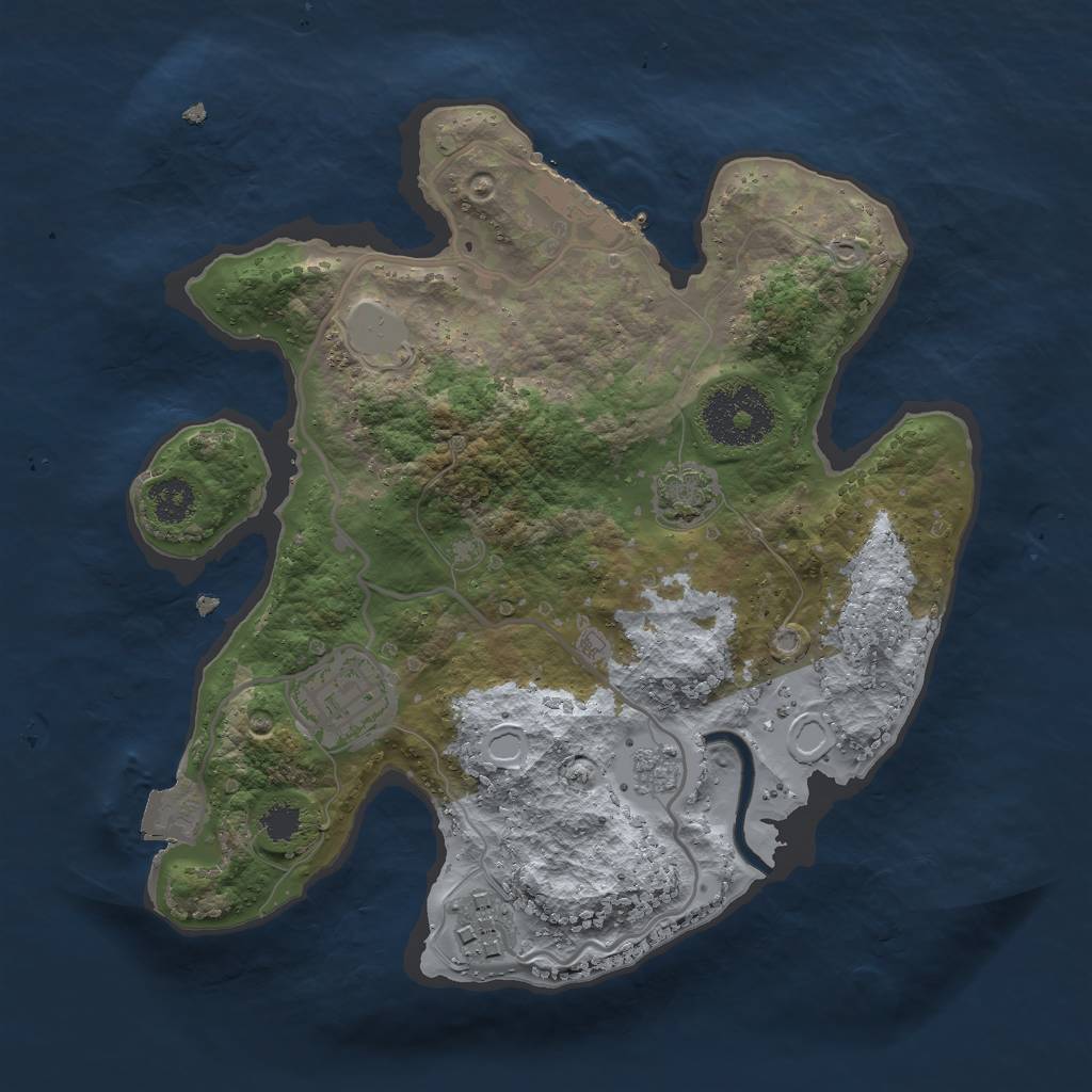Rust Map: Procedural Map, Size: 2500, Seed: 1993823839, 8 Monuments