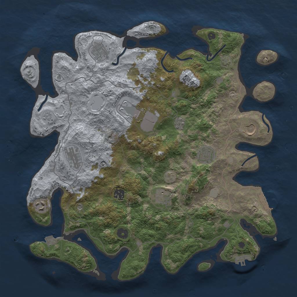 Rust Map: Procedural Map, Size: 4000, Seed: 377739653, 17 Monuments