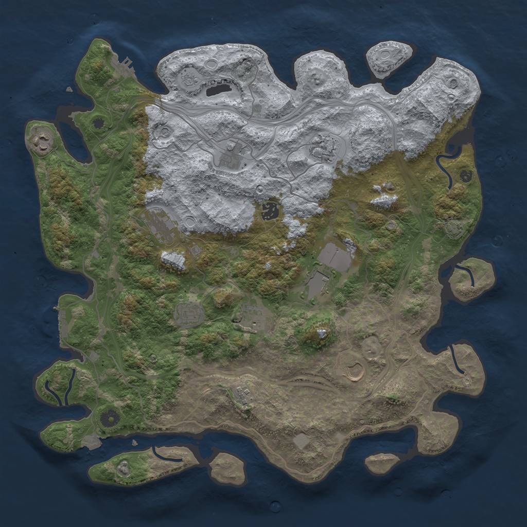 Rust Map: Procedural Map, Size: 4300, Seed: 38610394, 18 Monuments
