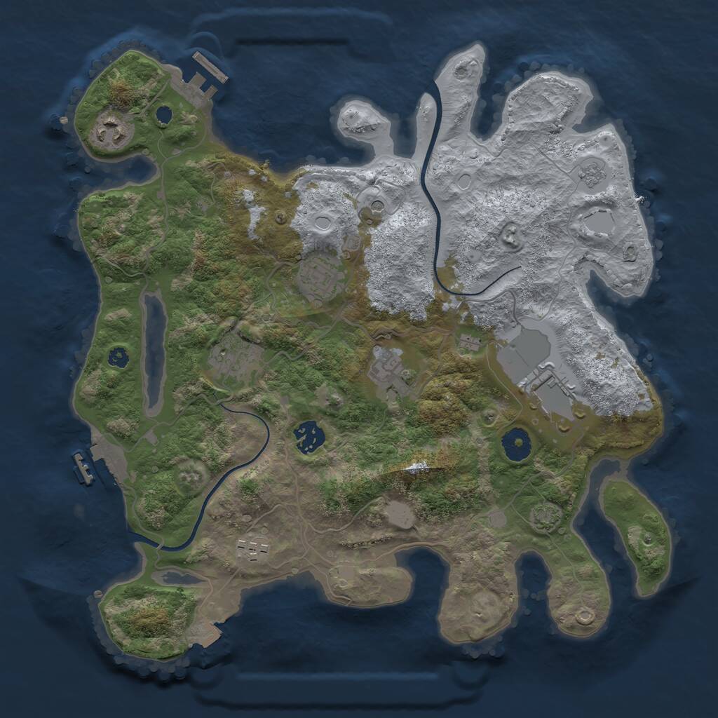 Rust Map: Procedural Map, Size: 3500, Seed: 515356051, 13 Monuments