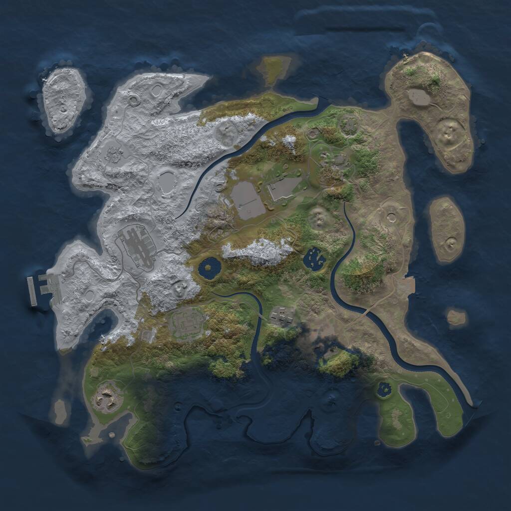 Rust Map: Procedural Map, Size: 3500, Seed: 872814305, 13 Monuments