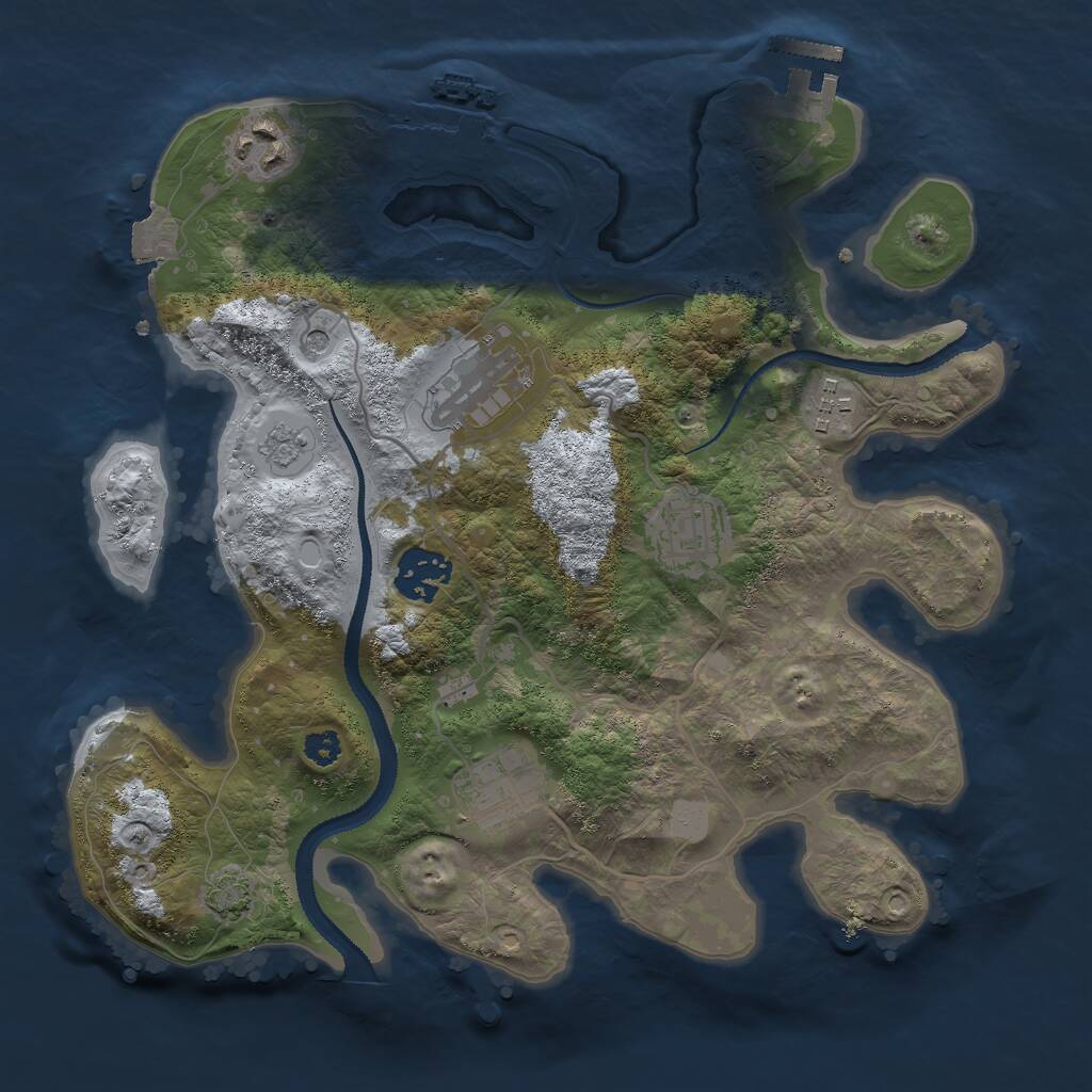 Rust Map: Procedural Map, Size: 3000, Seed: 17162, 12 Monuments