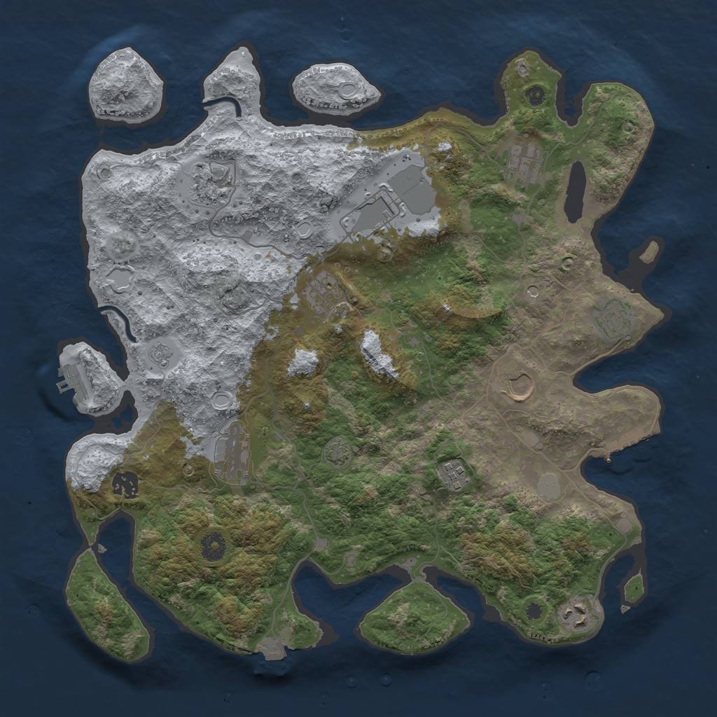 Rust Map: Procedural Map, Size: 3900, Seed: 20893982, 18 Monuments