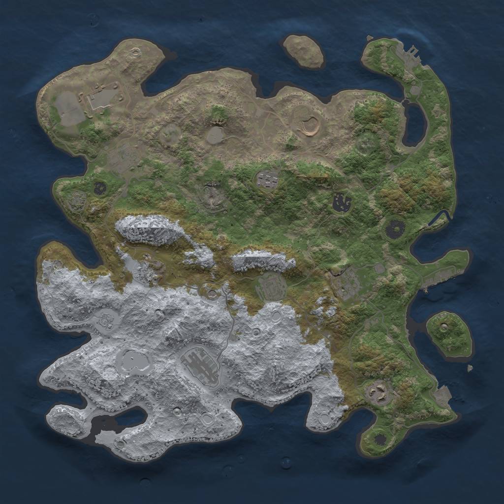Rust Map: Procedural Map, Size: 3900, Seed: 23239605, 18 Monuments