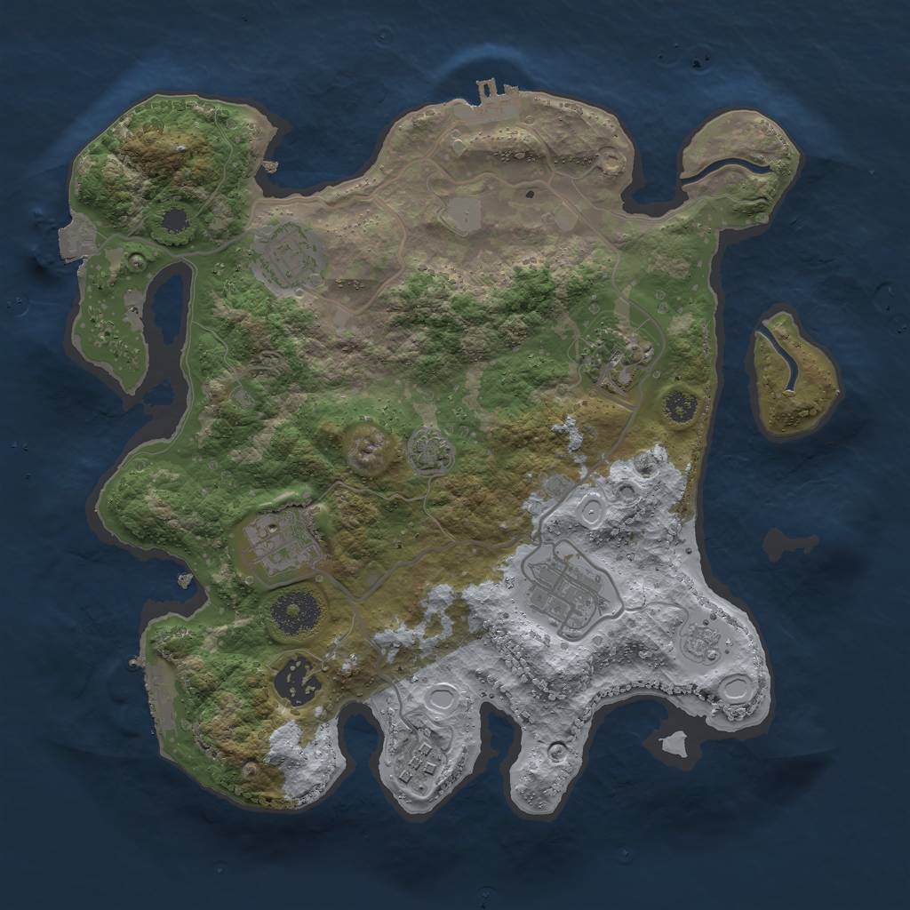 Rust Map: Procedural Map, Size: 3000, Seed: 28459, 13 Monuments