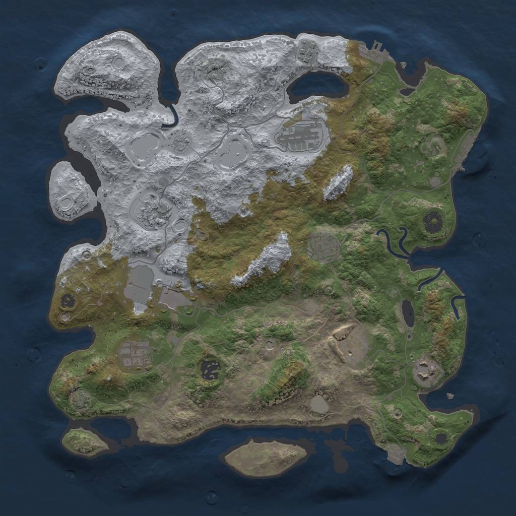 Rust Map: Procedural Map, Size: 3700, Seed: 84729040, 17 Monuments