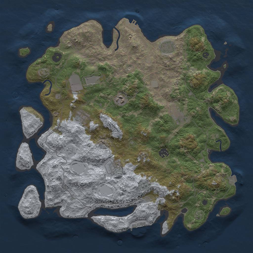 Rust Map: Procedural Map, Size: 4000, Seed: 51398064, 16 Monuments