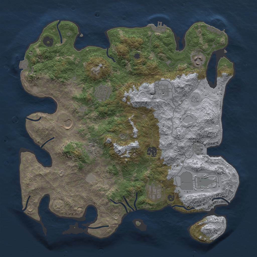 Rust Map: Procedural Map, Size: 3750, Seed: 3325, 16 Monuments