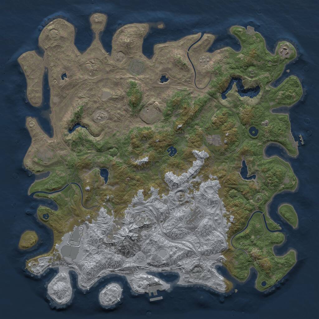 Rust Map: Procedural Map, Size: 5000, Seed: 12649027, 16 Monuments