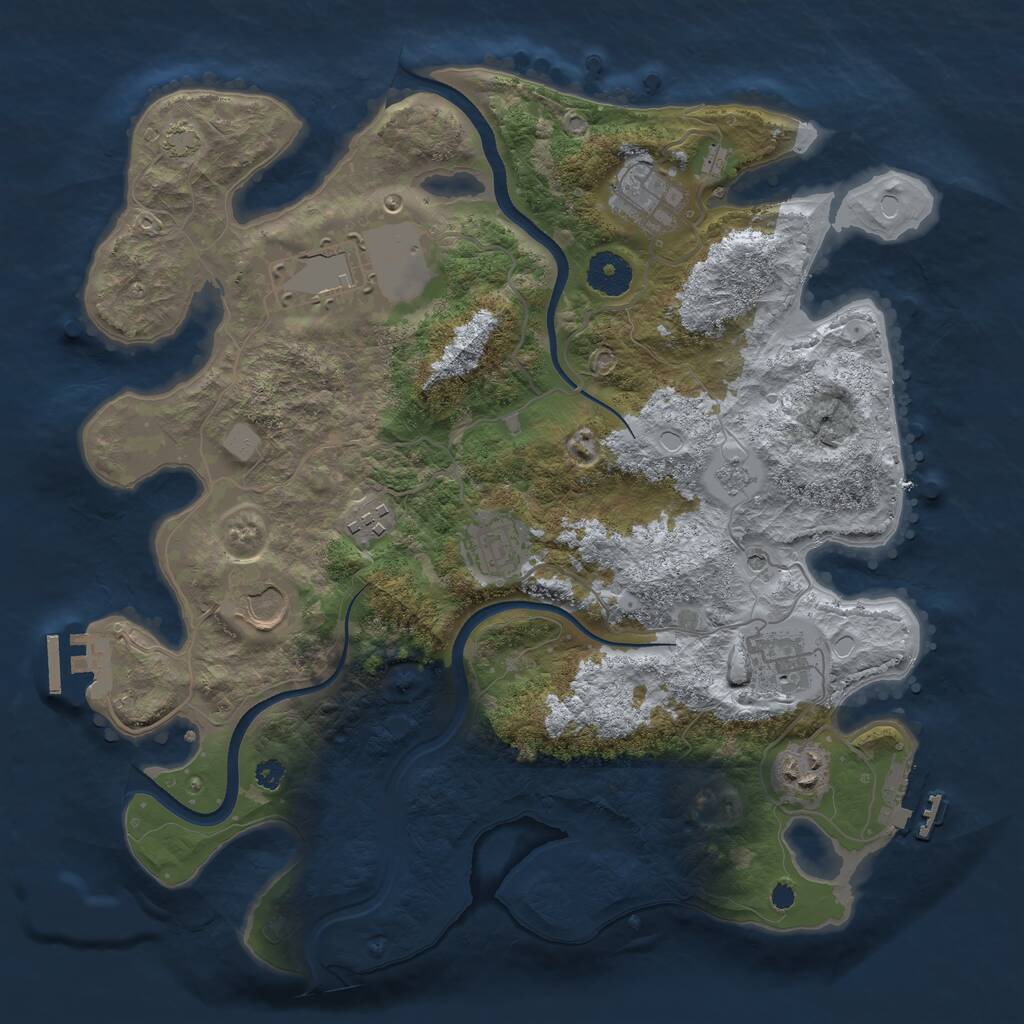 Rust Map: Procedural Map, Size: 3500, Seed: 499675093, 13 Monuments