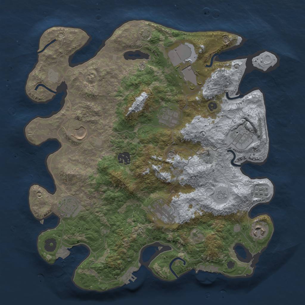 Rust Map: Procedural Map, Size: 3500, Seed: 499675093, 17 Monuments