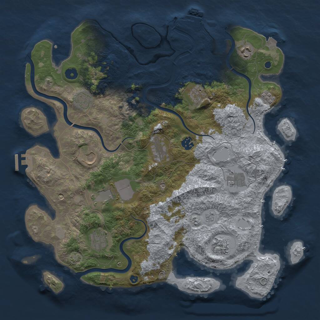 Rust Map: Procedural Map, Size: 3950, Seed: 89203594, 17 Monuments