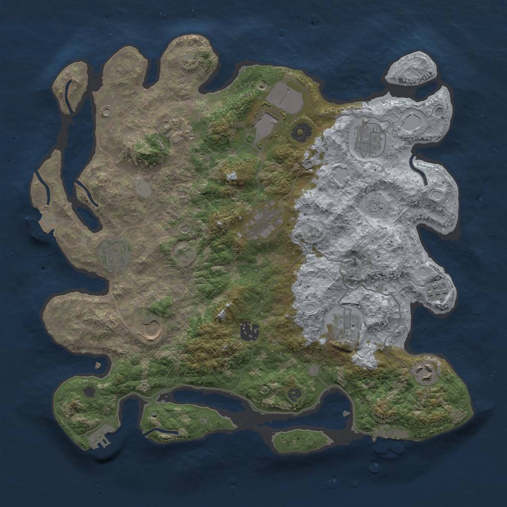 Rust Map: Procedural Map, Size: 3800, Seed: 60881, 18 Monuments