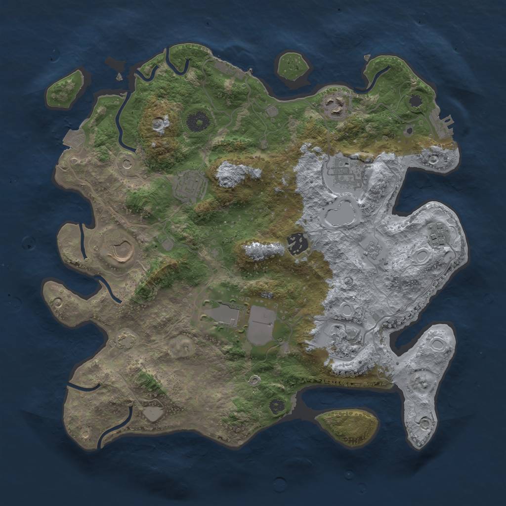 Rust Map: Procedural Map, Size: 3500, Seed: 543696049, 16 Monuments