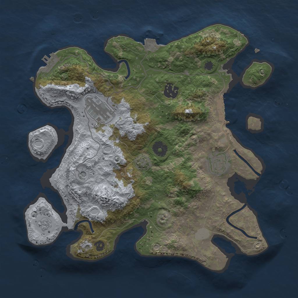 Rust Map: Procedural Map, Size: 3000, Seed: 1501937262, 11 Monuments