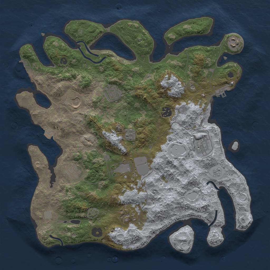 Rust Map: Procedural Map, Size: 3800, Seed: 908650732, 17 Monuments