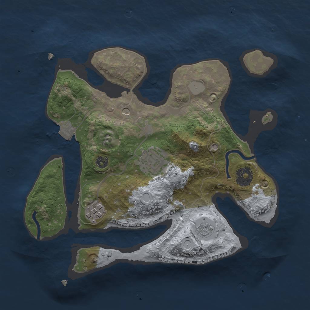 Rust Map: Procedural Map, Size: 2500, Seed: 752308102, 7 Monuments