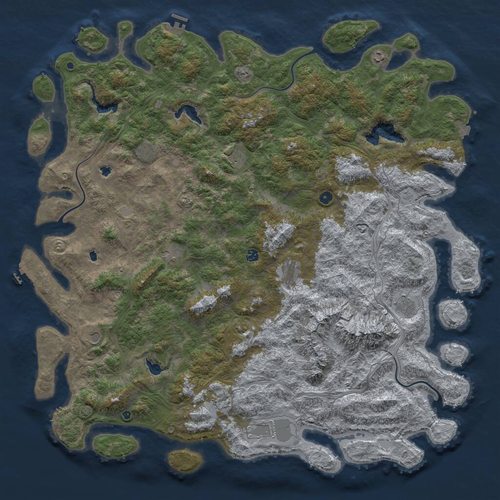 Rust Map: Procedural Map, Size: 6000, Seed: 329114670, 17 Monuments