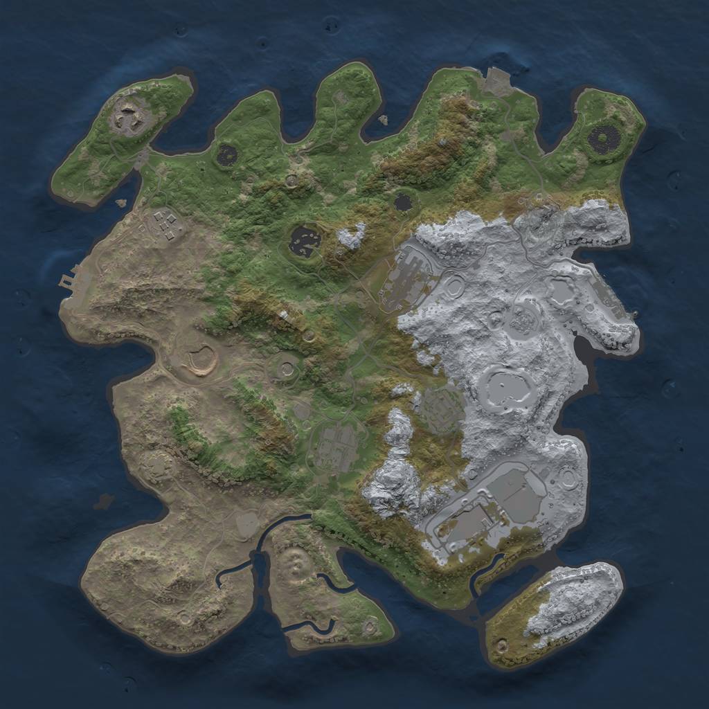 Rust Map: Procedural Map, Size: 3500, Seed: 804855246, 16 Monuments