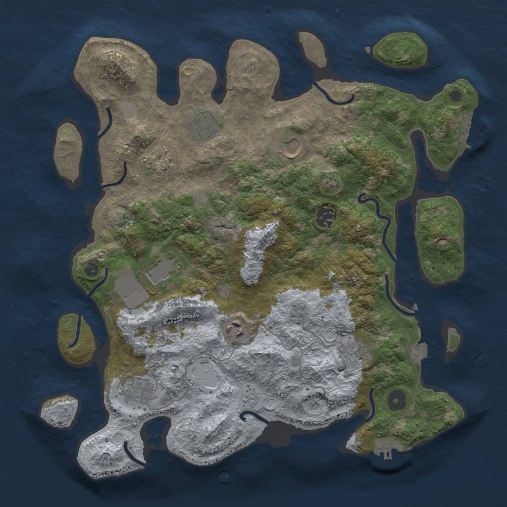 Rust Map: Procedural Map, Size: 3800, Seed: 590874906, 17 Monuments