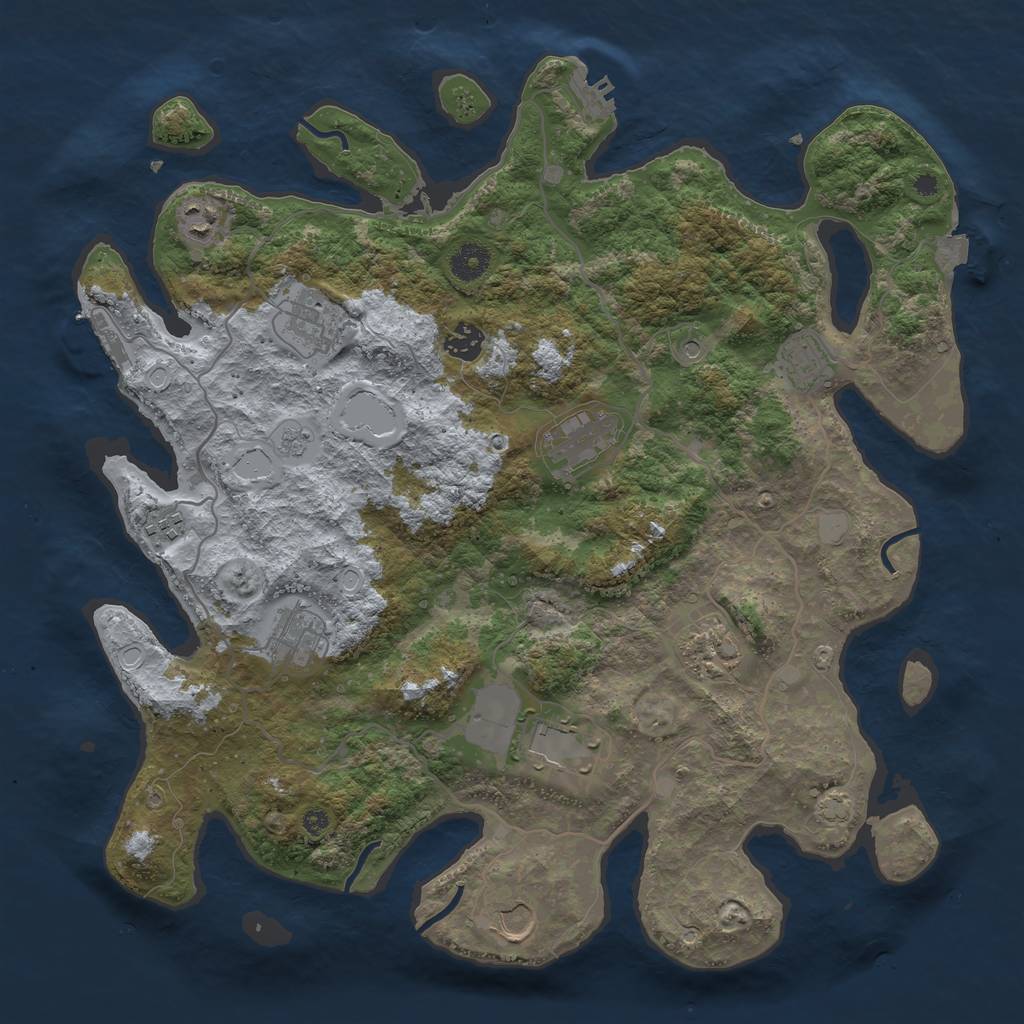 Rust Map: Procedural Map, Size: 4000, Seed: 253492660, 18 Monuments