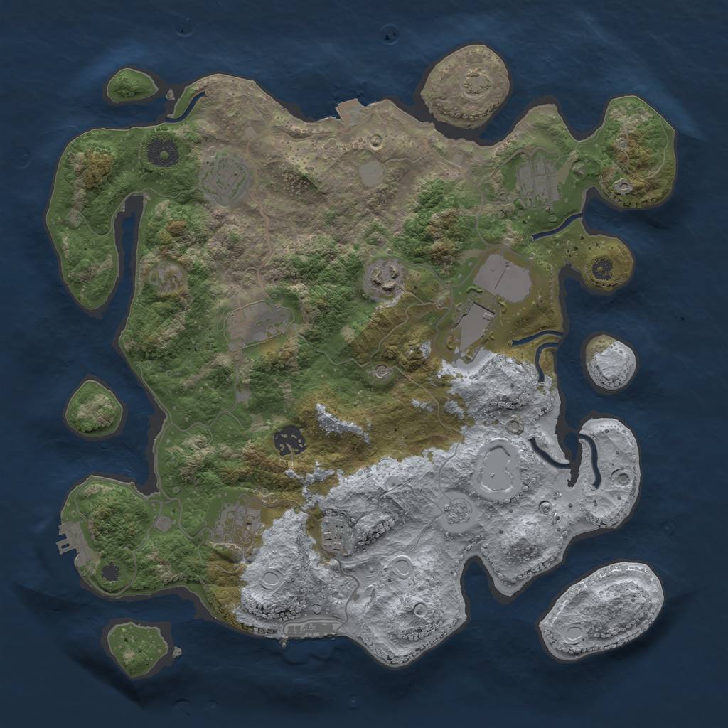 Rust Map: Procedural Map, Size: 3500, Seed: 813016067, 16 Monuments