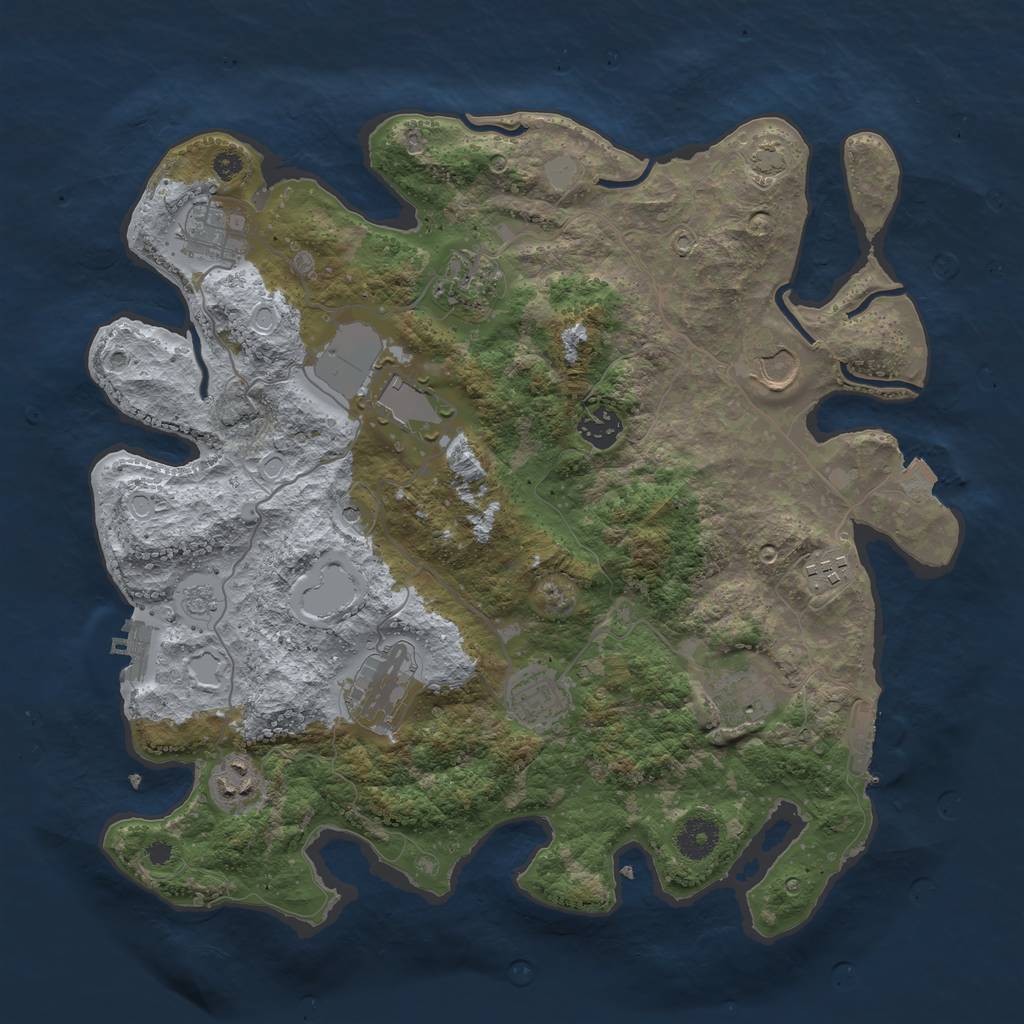 Rust Map: Procedural Map, Size: 3700, Seed: 1812074204, 18 Monuments