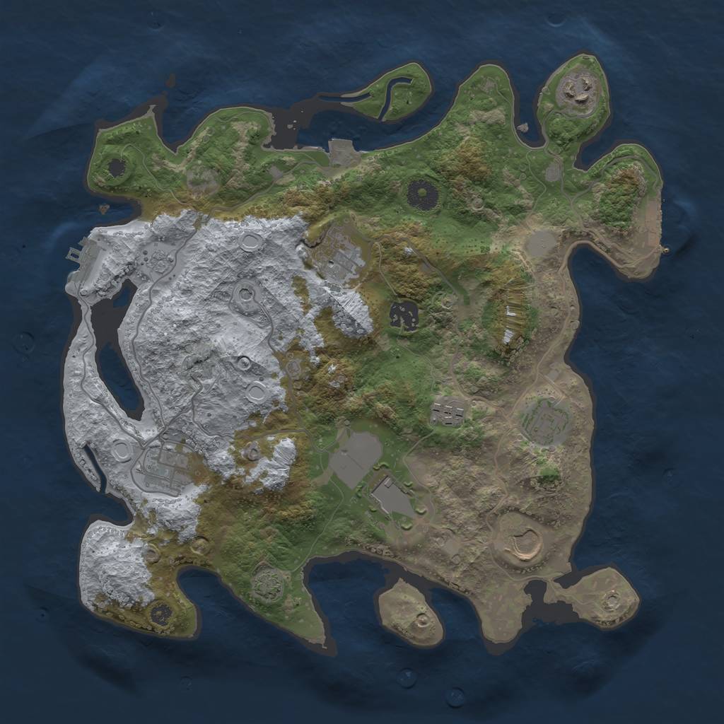Rust Map: Procedural Map, Size: 3500, Seed: 70917827, 16 Monuments