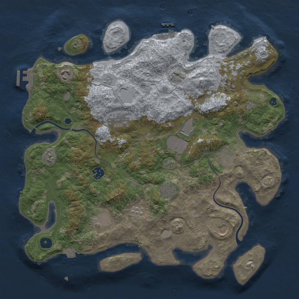 Rust Map: Procedural Map, Size: 3900, Seed: 8275180, 16 Monuments