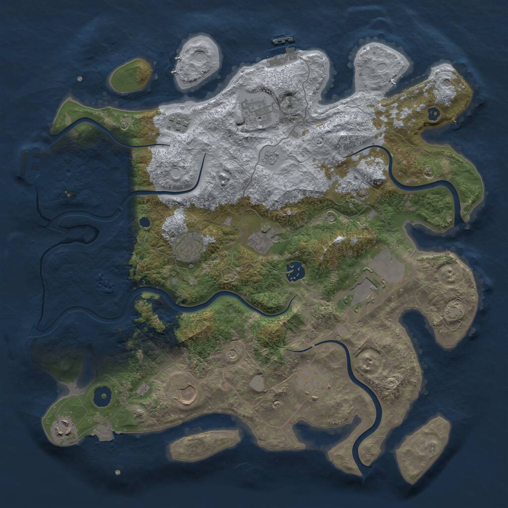 Rust Map: Procedural Map, Size: 3900, Seed: 8275180, 16 Monuments