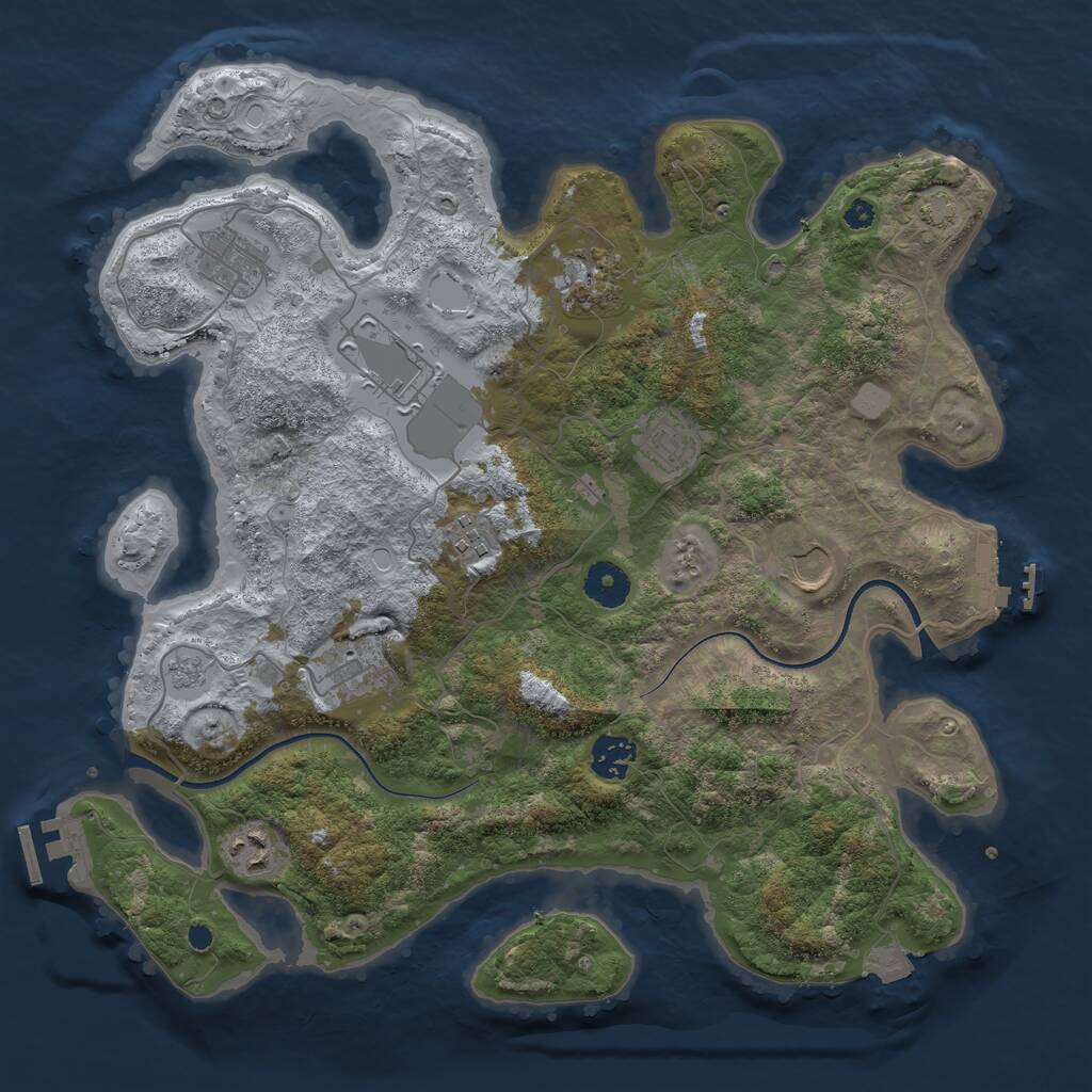 Rust Map: Procedural Map, Size: 3650, Seed: 80116984, 14 Monuments