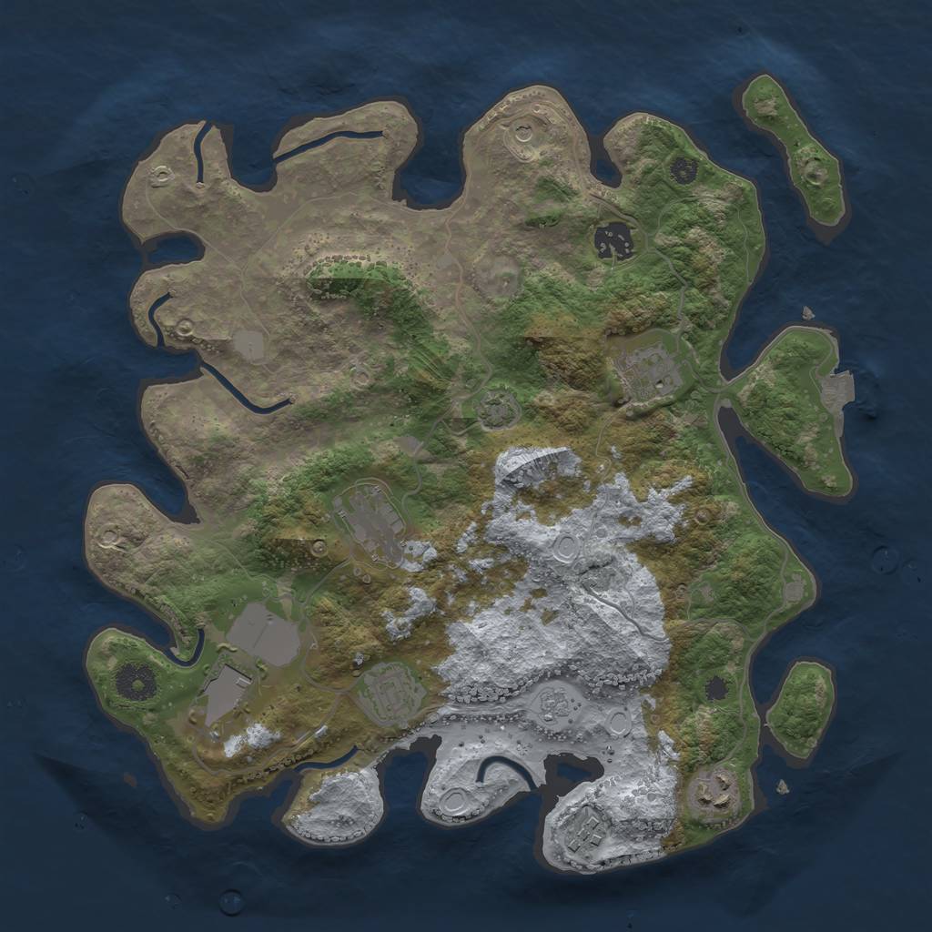 Rust Map: Procedural Map, Size: 3500, Seed: 20455781, 13 Monuments