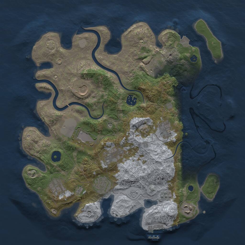 Rust Map: Procedural Map, Size: 3500, Seed: 20455781, 16 Monuments