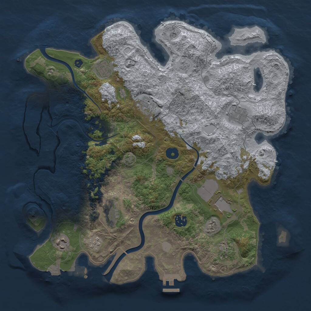 Rust Map: Procedural Map, Size: 3750, Seed: 1892995, 14 Monuments