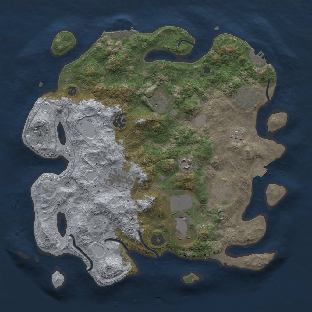 Rust Map: Procedural Map, Size: 3600, Seed: 53983866, 16 Monuments