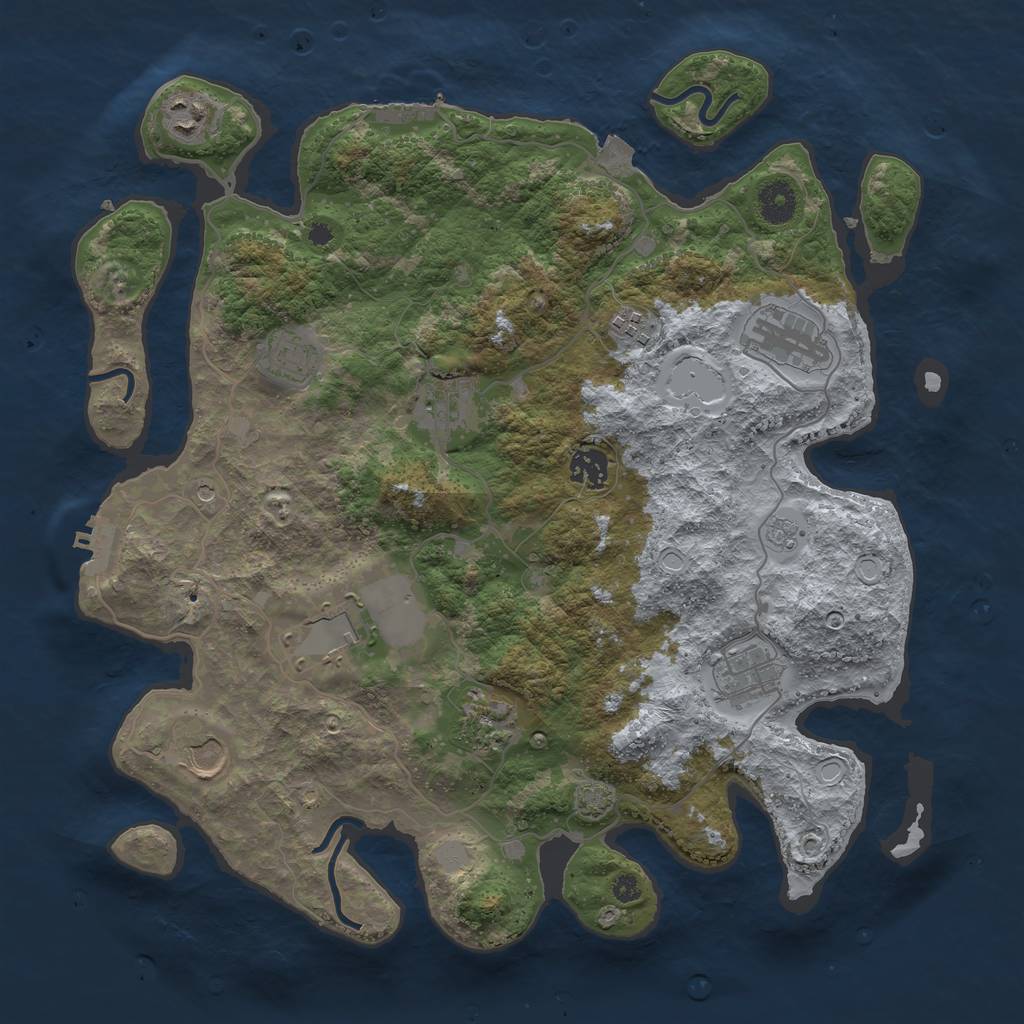 Rust Map: Procedural Map, Size: 3800, Seed: 16926117, 18 Monuments