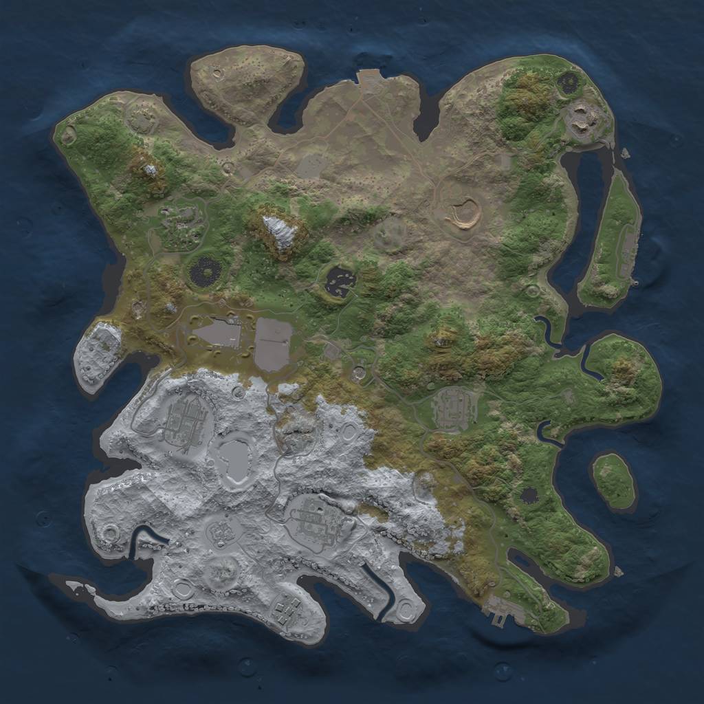 Rust Map: Procedural Map, Size: 3500, Seed: 29003, 17 Monuments