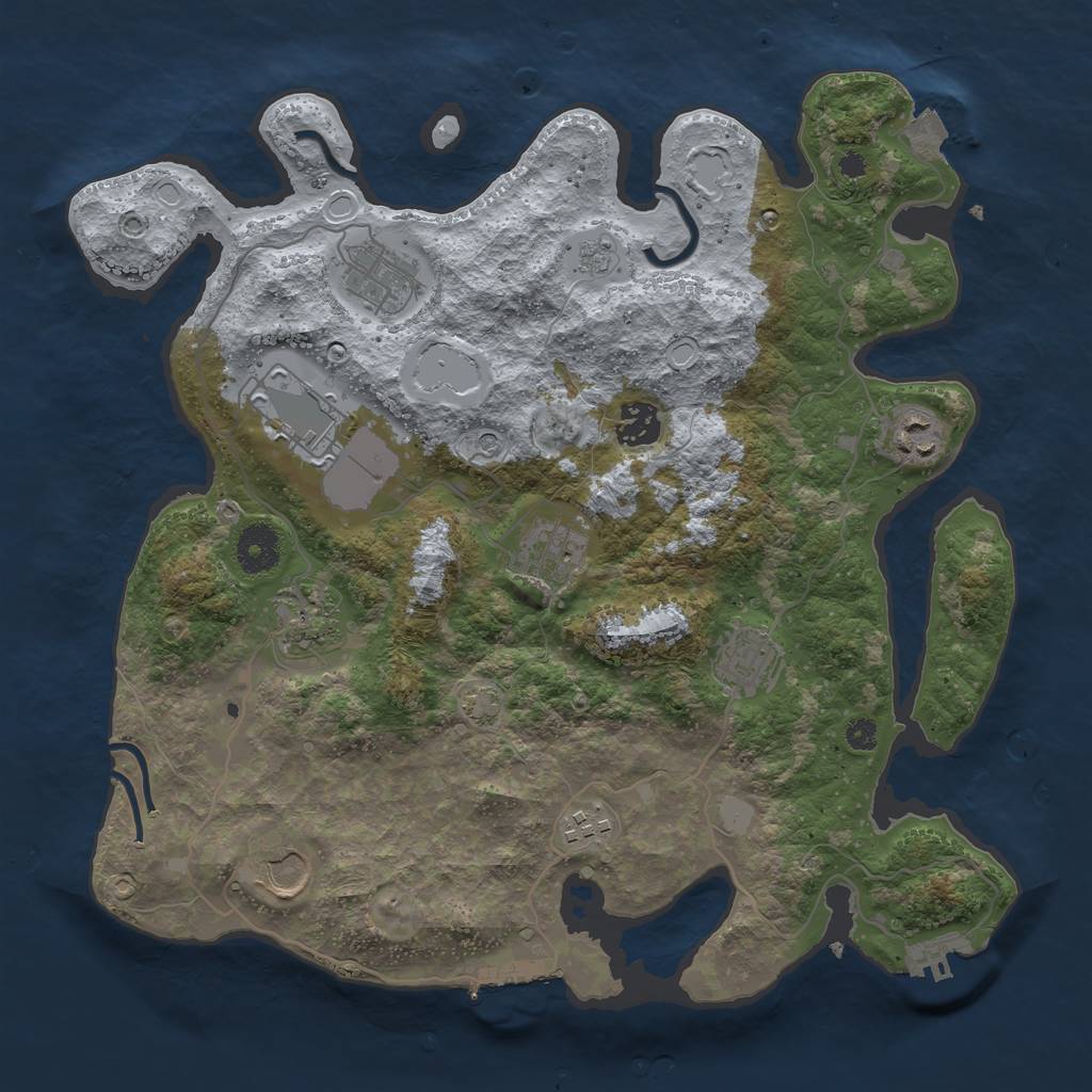 Rust Map: Procedural Map, Size: 3550, Seed: 71764236, 17 Monuments
