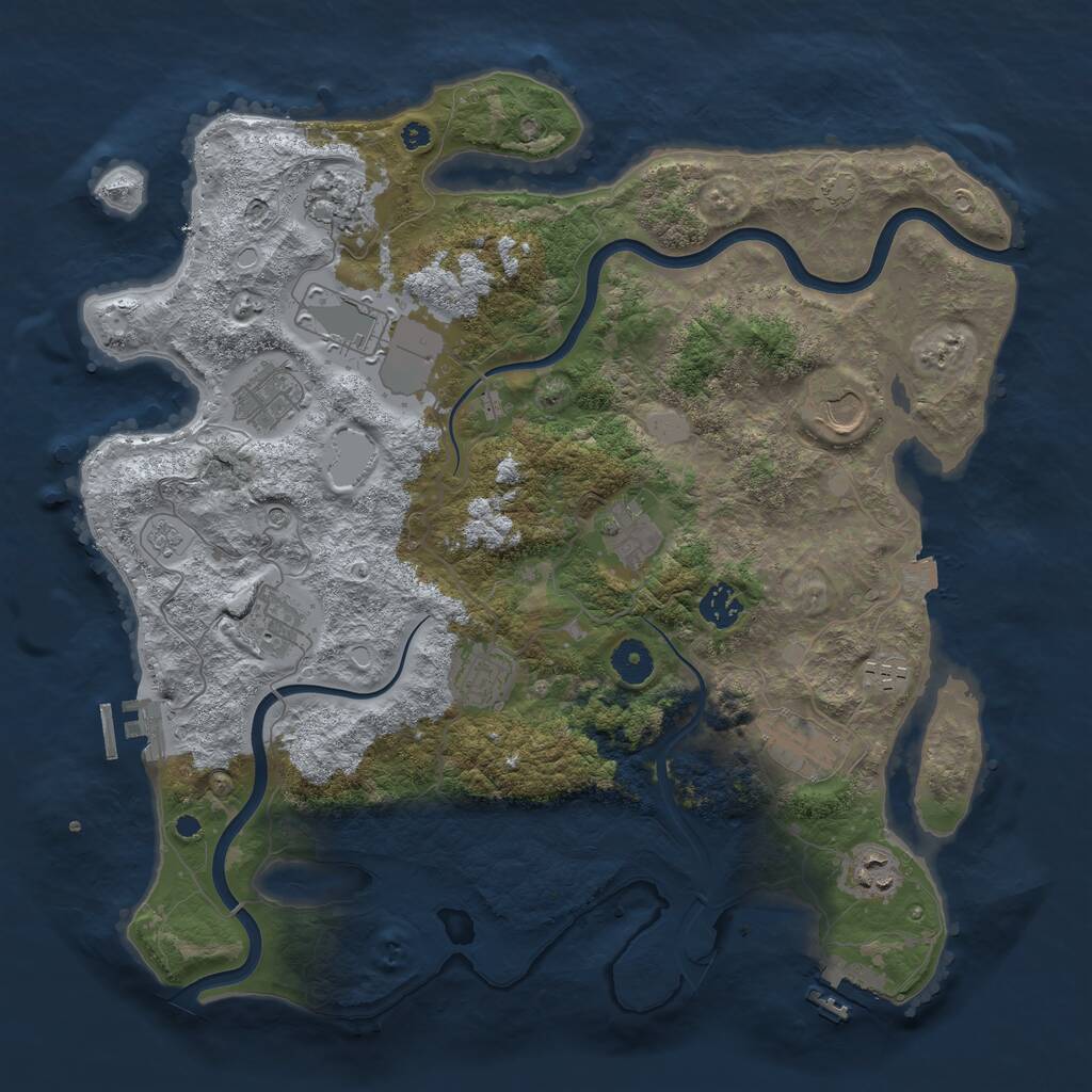 Rust Map: Procedural Map, Size: 3900, Seed: 77828975, 17 Monuments
